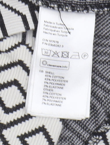 H&M Women's Geometric Shift Dress, Size 14, Black & White