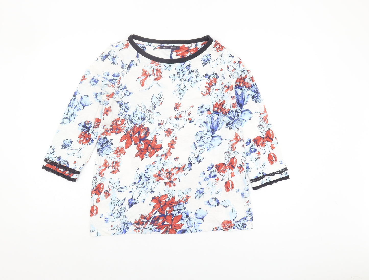 Marks and Spencer Women's Floral Cotton T-Shirt, Size 10