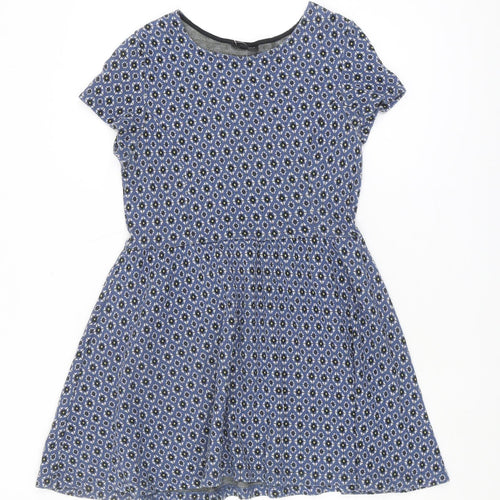 Topshop Women's Blue Fit & Flare Dress, Size 12