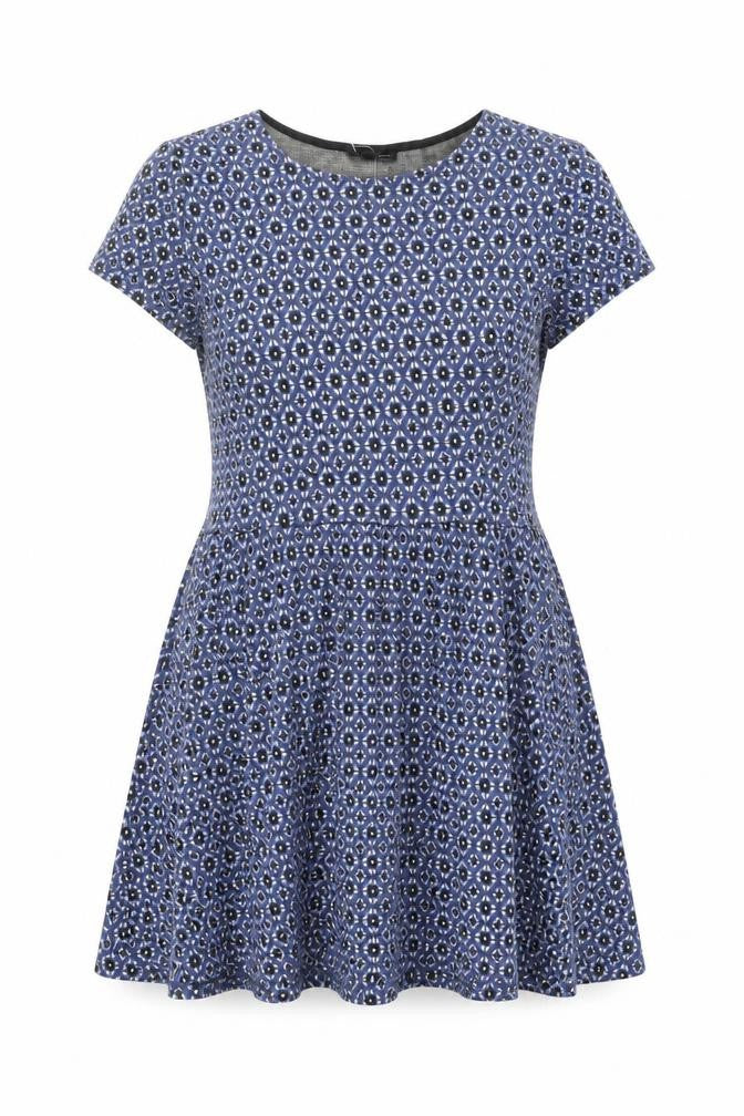 Topshop Women's Blue Fit & Flare Dress, Size 12