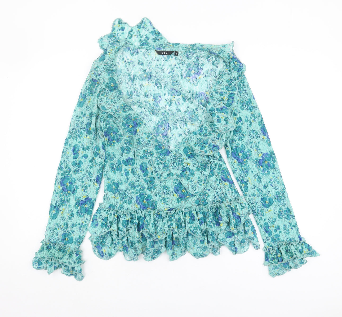 Per Una Women's Multicoloured Floral Wrap Blouse - Size 16