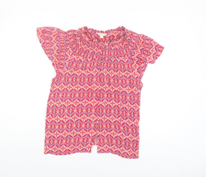 Monsoon Women's Pink Geometric Cap Sleeve Top, Size S
