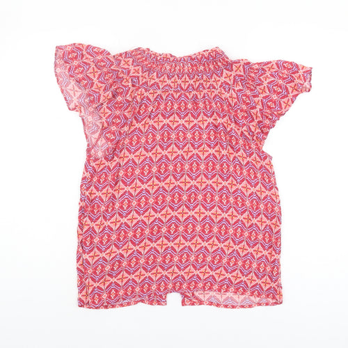 Monsoon Women's Pink Geometric Cap Sleeve Top, Size S
