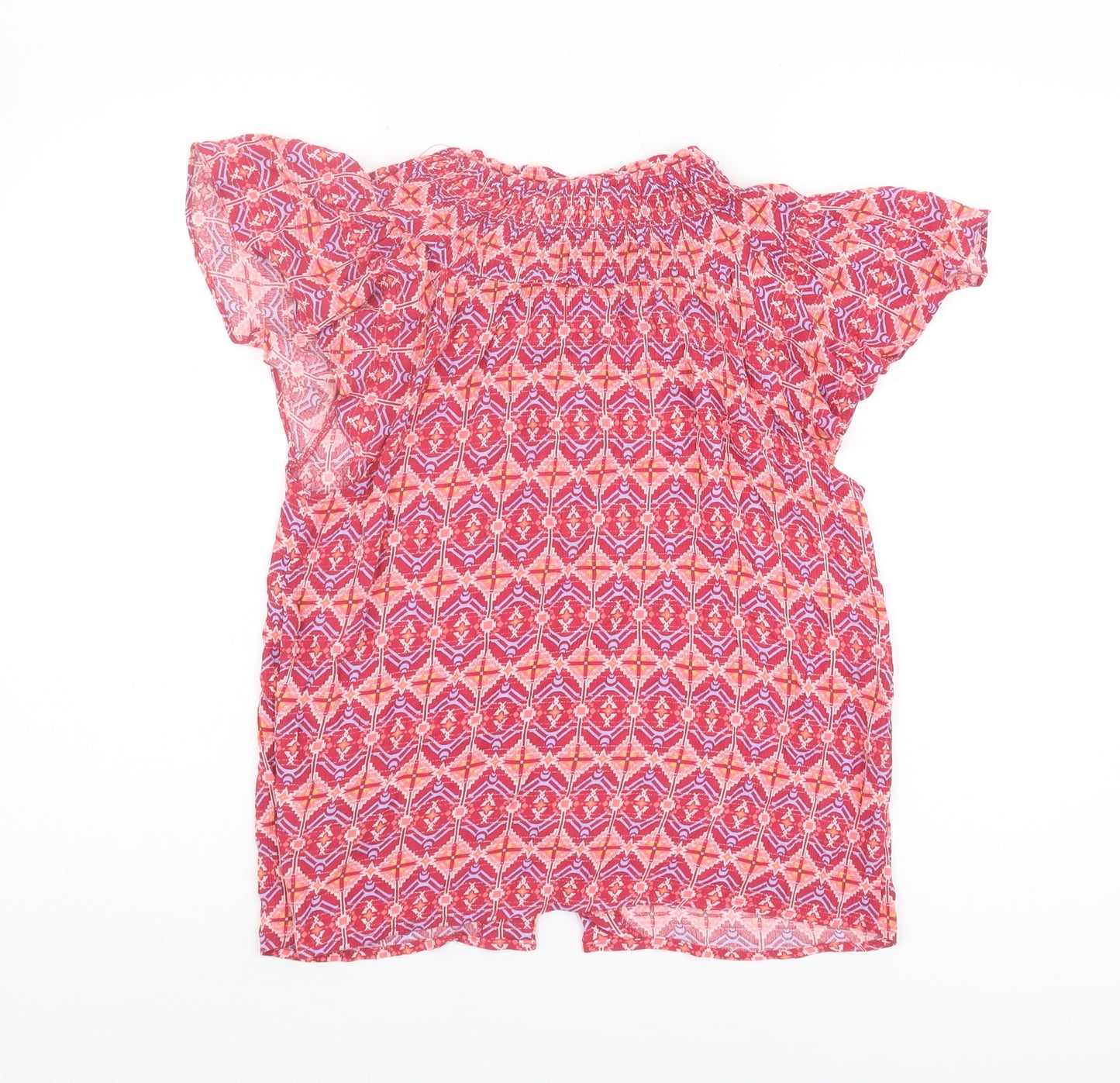Monsoon Women's Pink Geometric Cap Sleeve Top, Size S