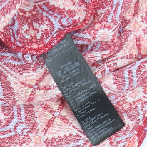 Monsoon Women's Pink Geometric Cap Sleeve Top, Size S
