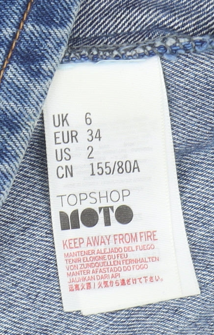 Topshop Women's Blue Denim Floral Pinafore Dress Size 6