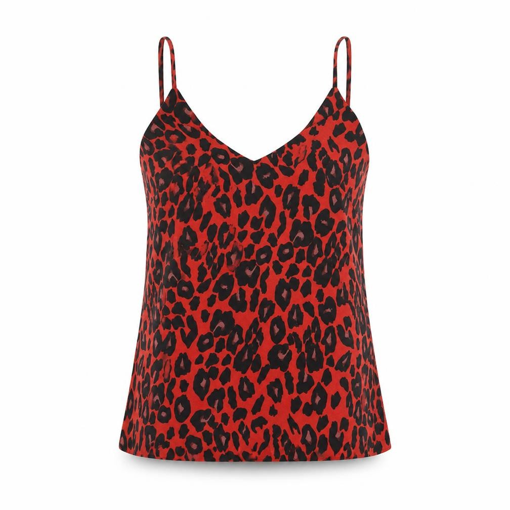 Front view of New Look Red Animal Print Camisole, size 6