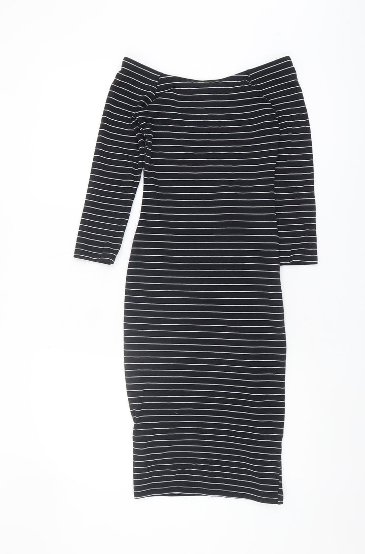 Zara Women's Black Off the Shoulder Bodycon Dress S