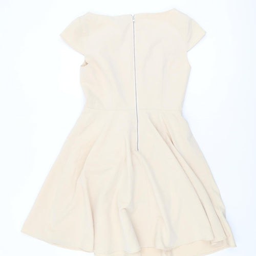 Vila Women Beige Short Sleeve Dress, Size S