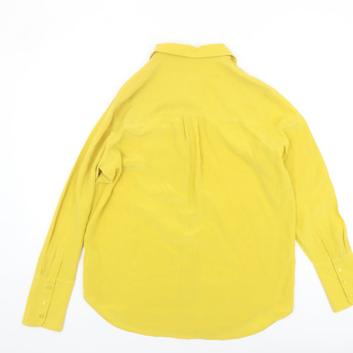 Marks and Spencer Yellow Silk Button-Up Shirt, Size 10