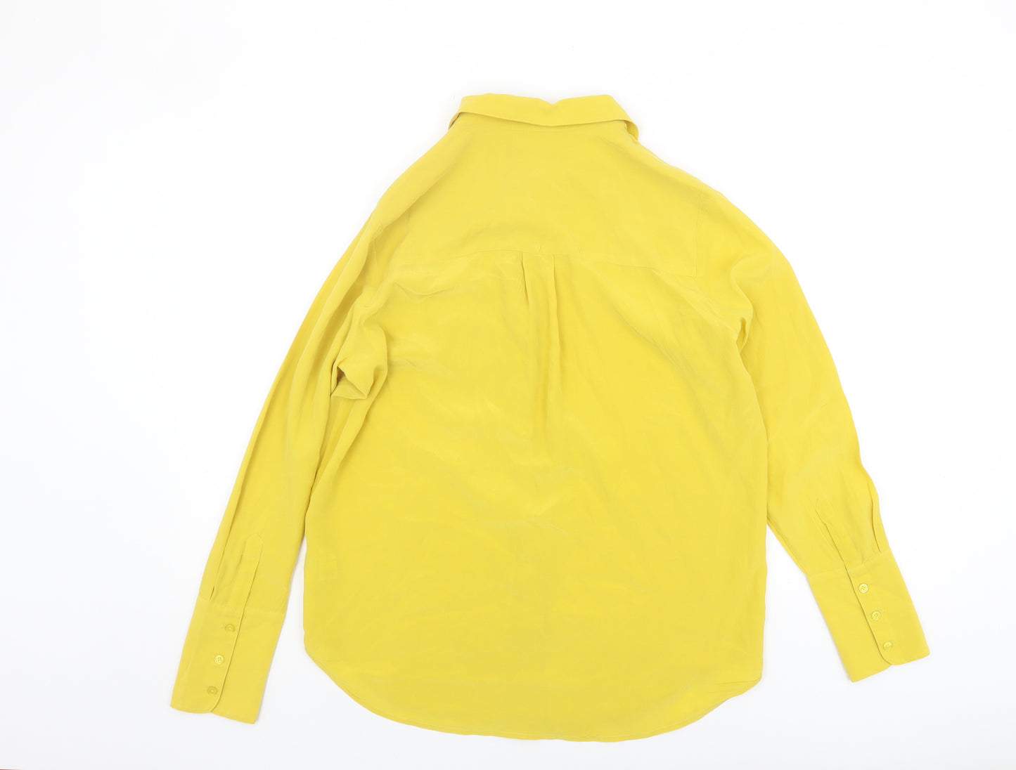 Marks and Spencer Yellow Silk Button-Up Shirt, Size 10