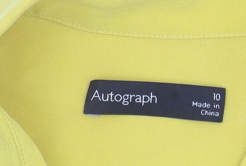 Marks and Spencer Yellow Silk Button-Up Shirt, Size 10