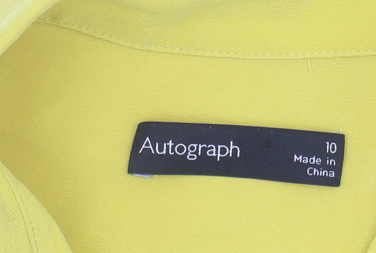 Marks and Spencer Yellow Silk Button-Up Shirt, Size 10