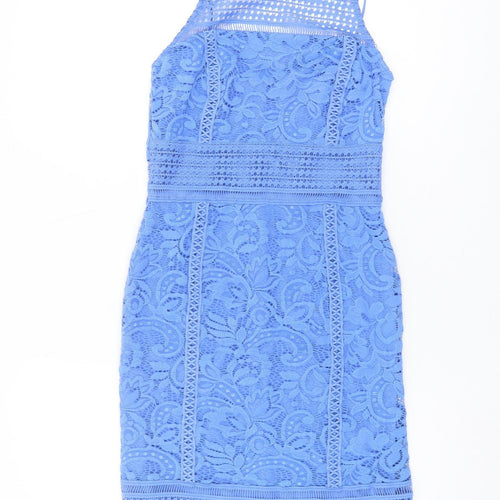 Topshop Women's Blue Lace Bodycon Dress UK 8