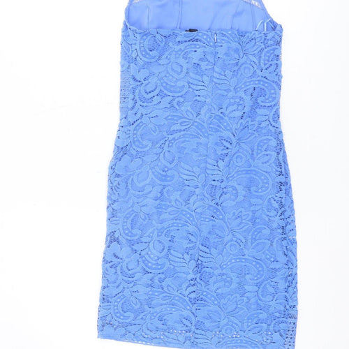 Topshop Women's Blue Lace Bodycon Dress UK 8