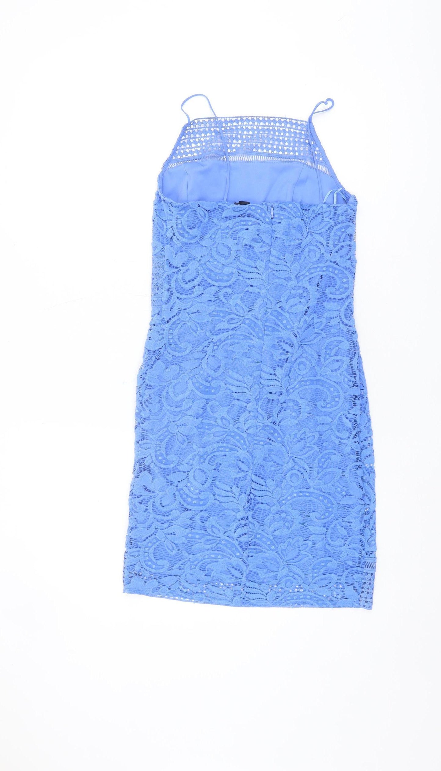 Topshop Women's Blue Lace Bodycon Dress UK 8