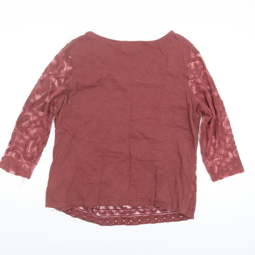 Next Women Red 3/4 Sleeve Lace Blouse UK 16