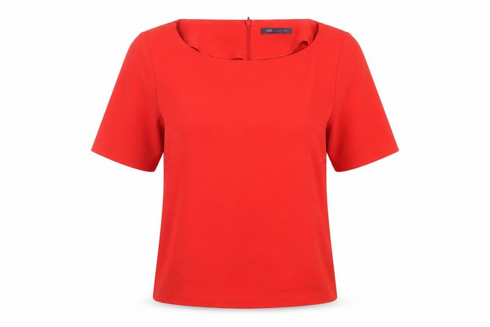 Front view of Marks & Spencer Red Women's Blouse, size 8