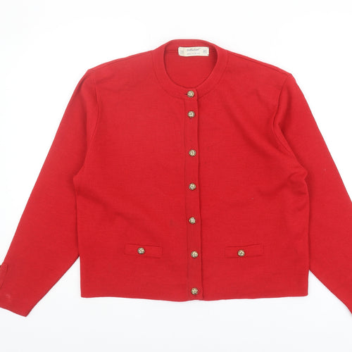 St Michael Women's Red Cardigan, Size 14, Acrylic Knit