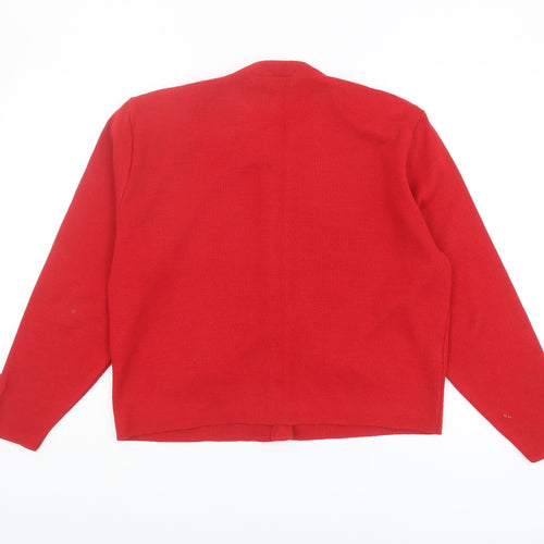 St Michael Women's Red Cardigan, Size 14, Acrylic Knit