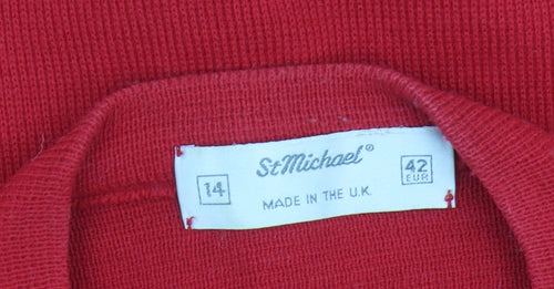 St Michael Women's Red Cardigan, Size 14, Acrylic Knit