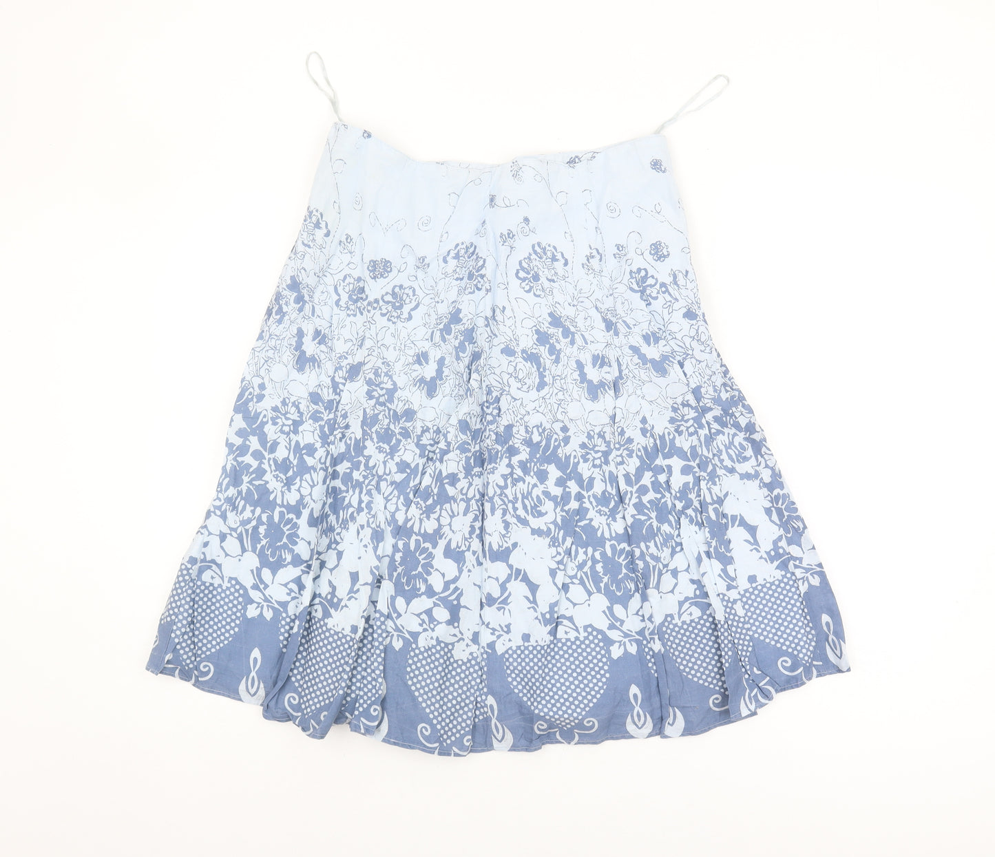 M&Co Women's Blue Floral Cotton Skirt Size 12