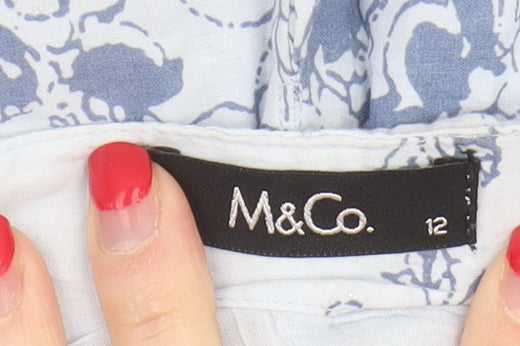 M&Co Women's Blue Floral Cotton Skirt Size 12