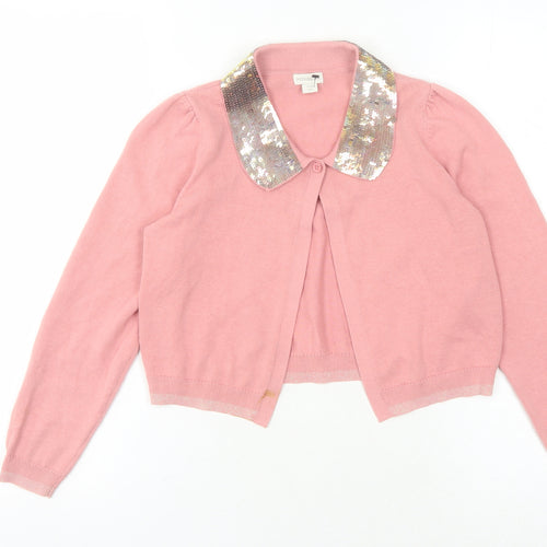 Monsoon Girls Pink Cardigan 9-10 Years Sequin Collar