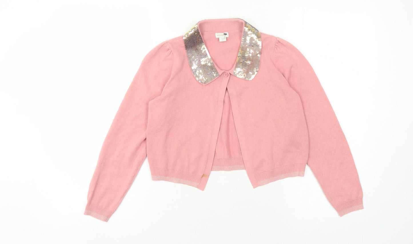 Monsoon Girls Pink Cardigan 9-10 Years Sequin Collar