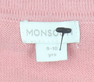 Monsoon Girls Pink Cardigan 9-10 Years Sequin Collar