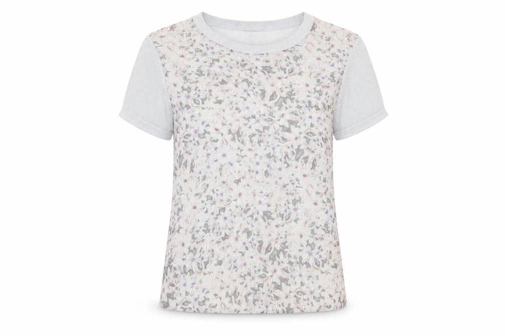 Front view of Jigsaw Women's Grey Floral T-Shirt, size S