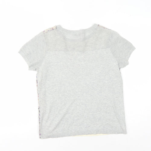 Jigsaw Women's Grey Floral T-Shirt, Size S