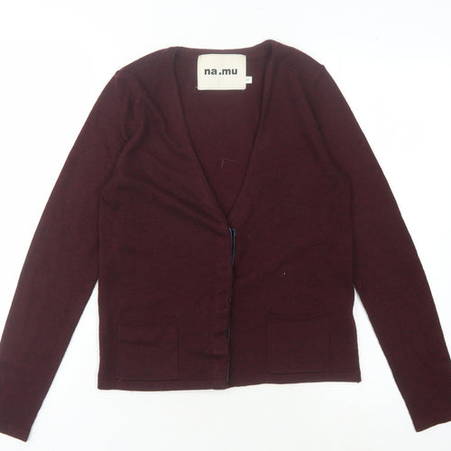 na.mu Women's Brown Cardigan, Size 2, V-Neck, Knit