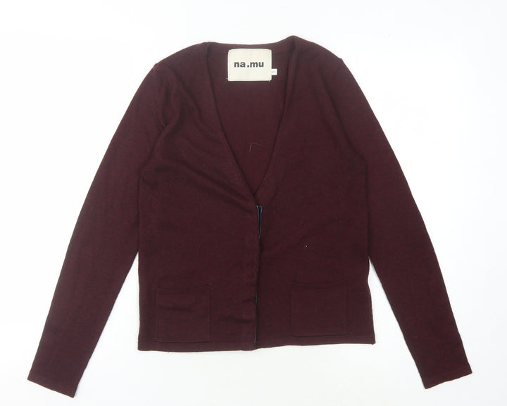 na.mu Women's Brown Cardigan, Size 2, V-Neck, Knit