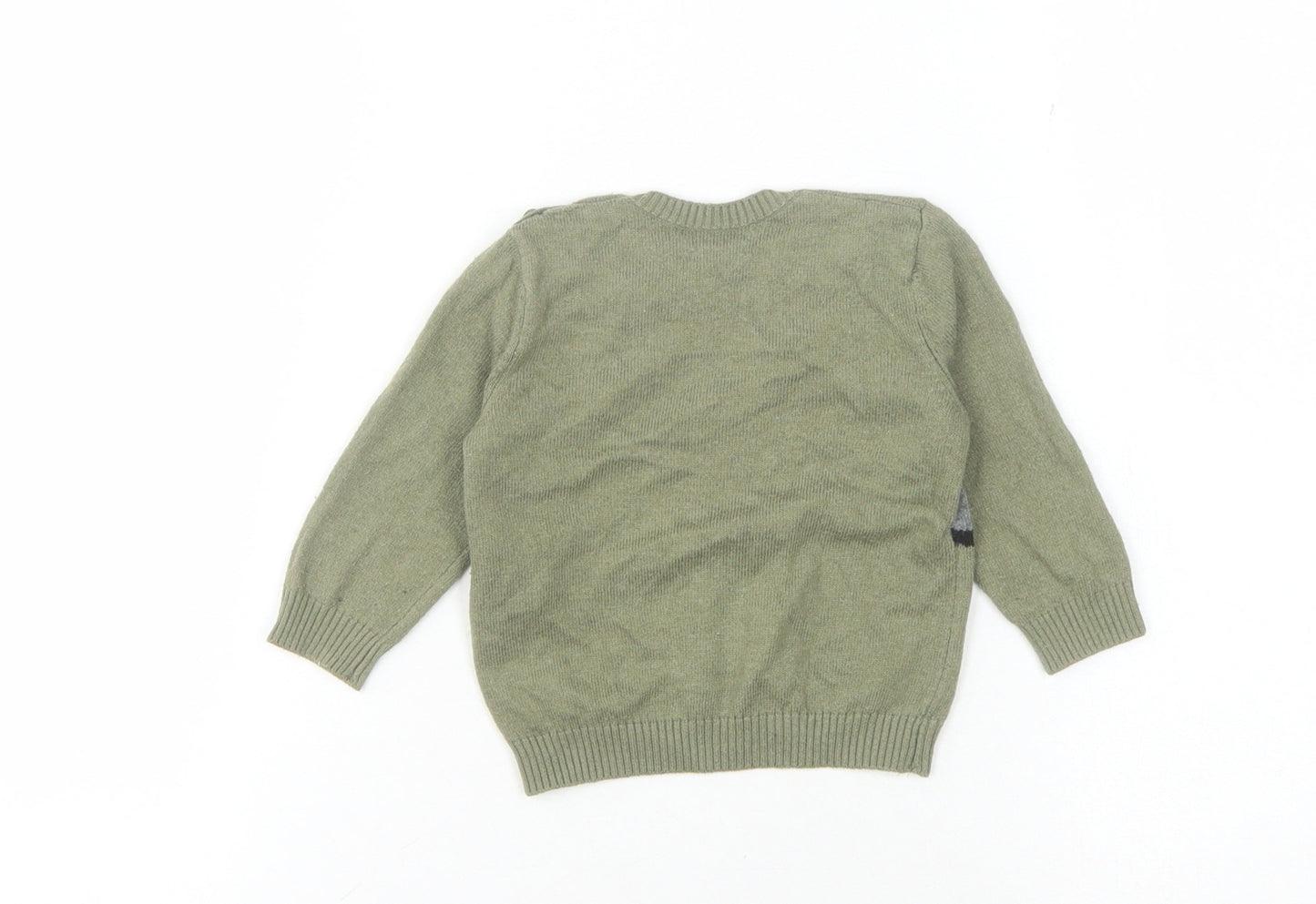 Benetton Unisex Baby Green Animal Jumper 6-9 Months Acrylic Blend