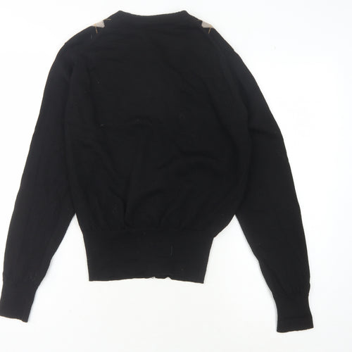 John Smedley Women’s Black Argyle Cardigan, Size M