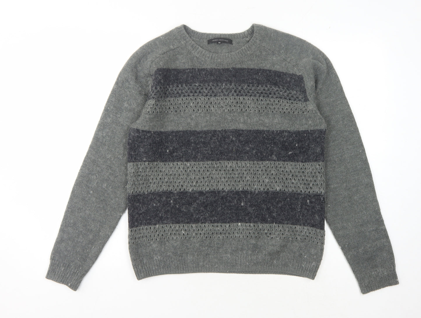 ASOBIO Grey Striped Women's Pullover Jumper M