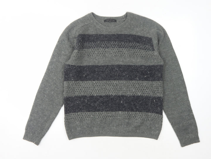 ASOBIO Grey Striped Women's Pullover Jumper M