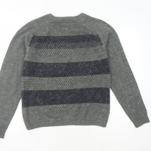 ASOBIO Grey Striped Women's Pullover Jumper M