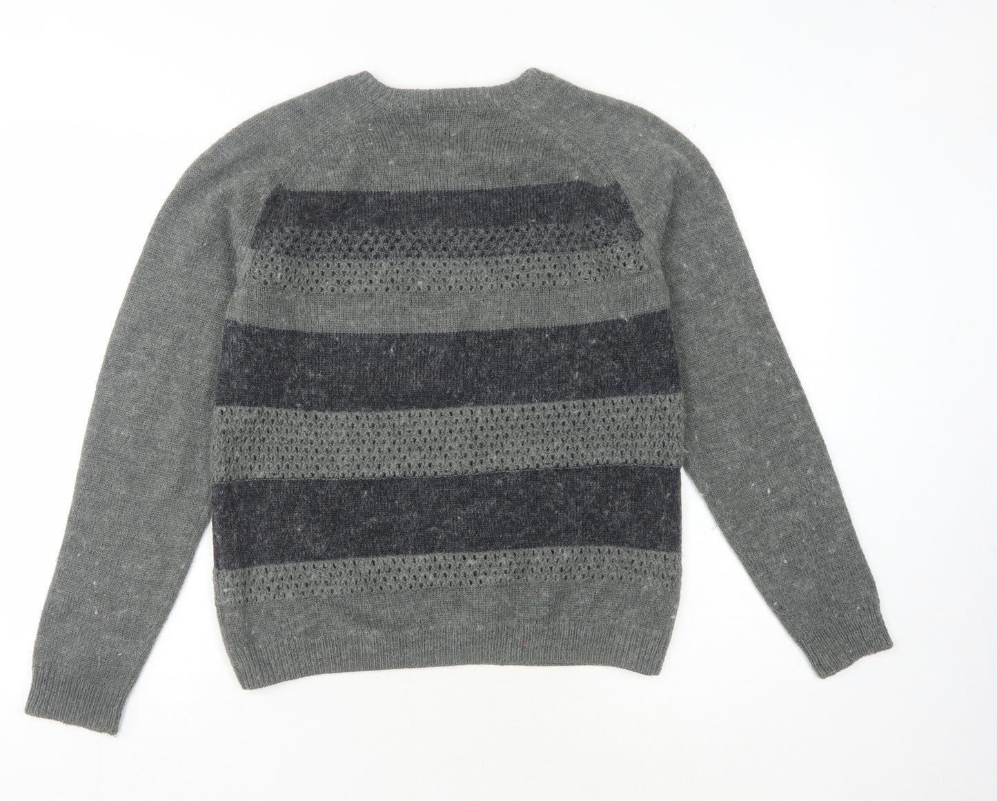 ASOBIO Grey Striped Women's Pullover Jumper M