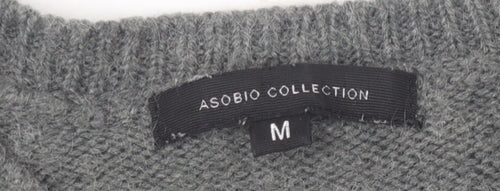 ASOBIO Grey Striped Women's Pullover Jumper M