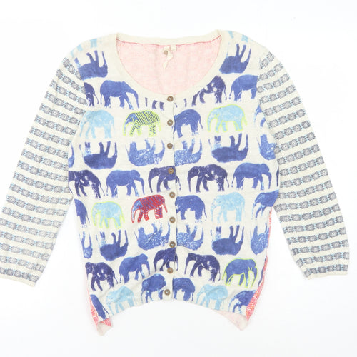 White Stuff Women's Multicoloured Animal Print Cardigan Size 10