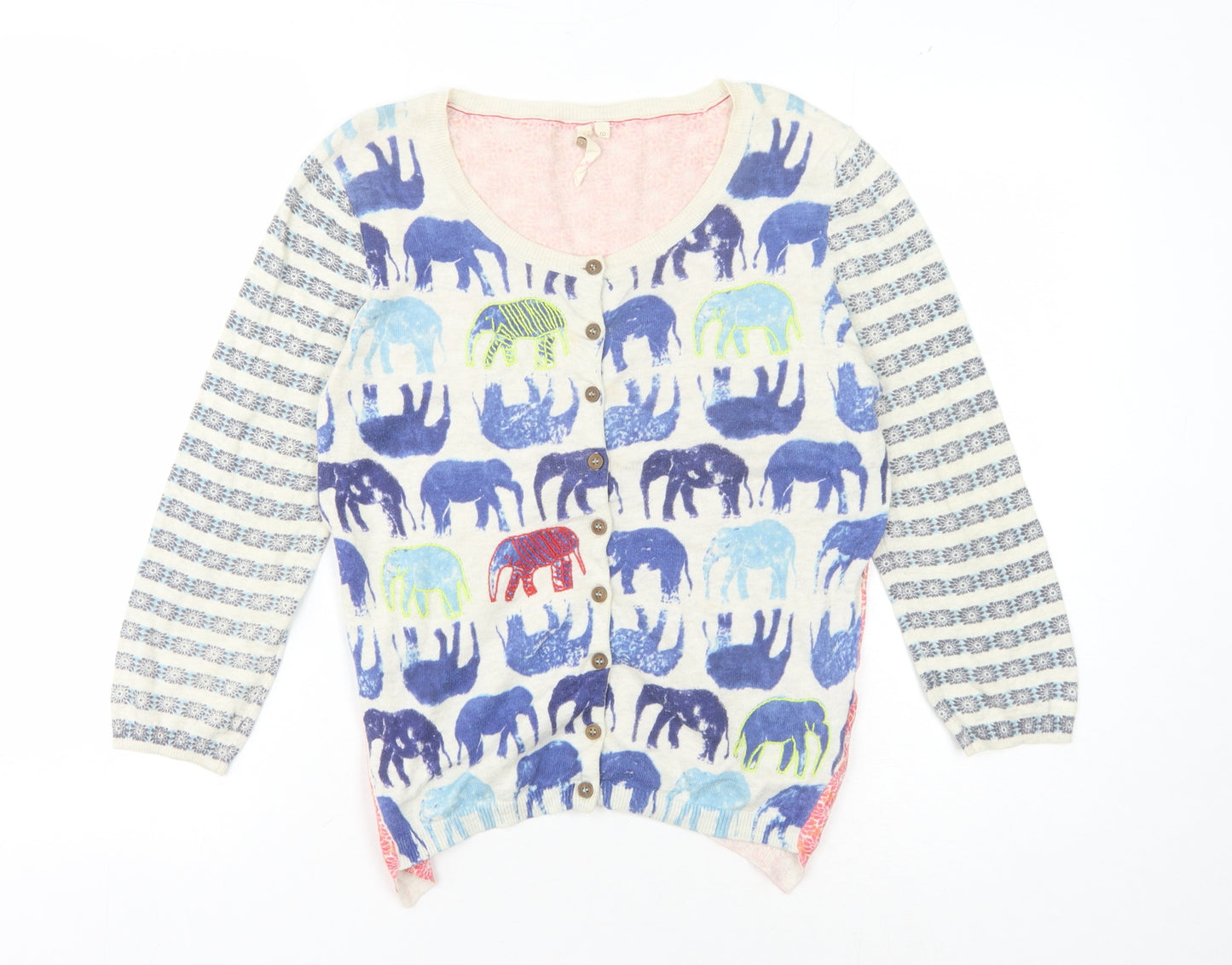 White Stuff Women's Multicoloured Animal Print Cardigan Size 10
