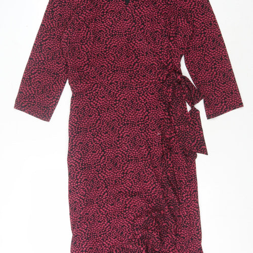 Phase Eight Women's Pink Animal Print Wrap Dress Size 14