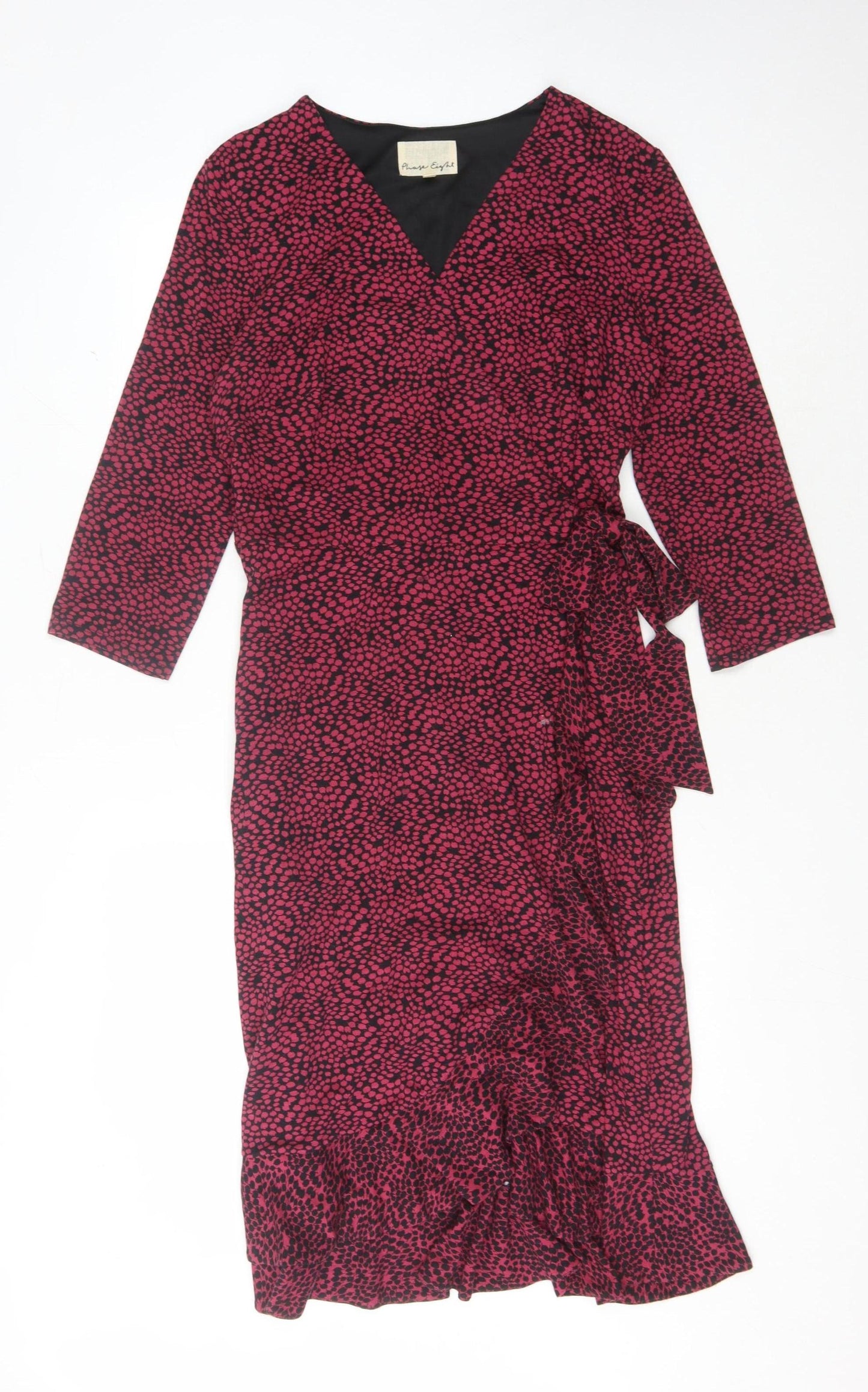 Phase Eight Women's Pink Animal Print Wrap Dress Size 14