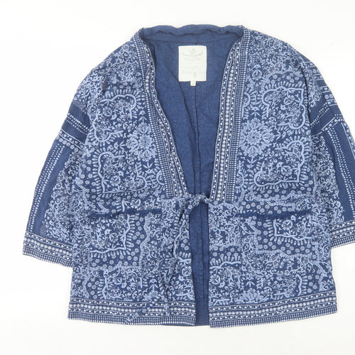 White Stuff Women's Blue Embroidered Kimono Size 10