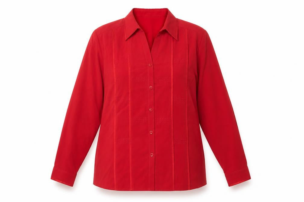 Front view of Alexon Women's Red Button-Up Shirt, size 16