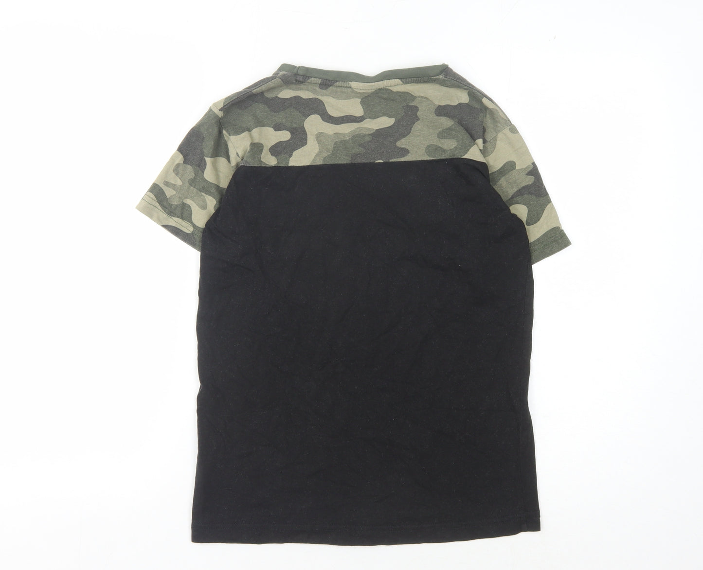 Bench Boys Black Green Camouflage T-Shirt 11-12 Years