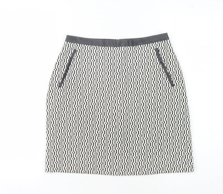 Oasis Women's Black Geometric Pencil Skirt Size 8