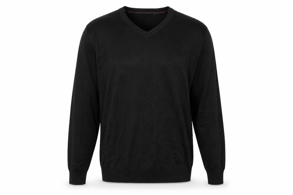 Front view of Pierre Cardin Men's Black XL V-Neck jumper